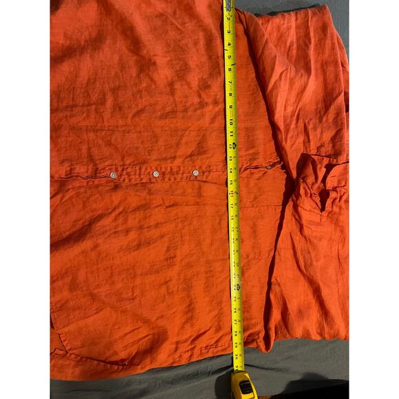 J.Jill Love Linen Button Front Shirt Orange Long Sleeve Size 4X - Picture 5 of 7